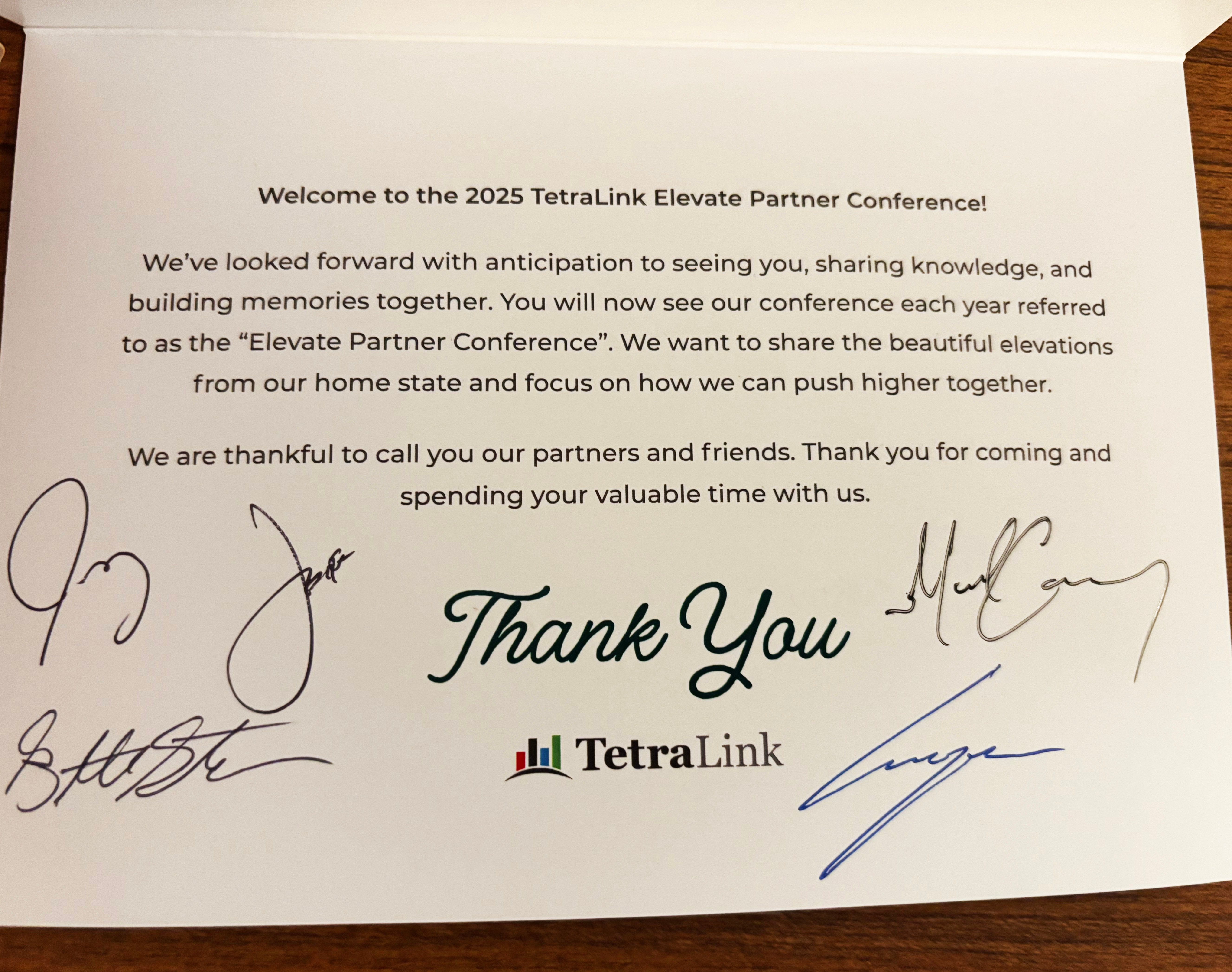 TetraLink Welcome Card